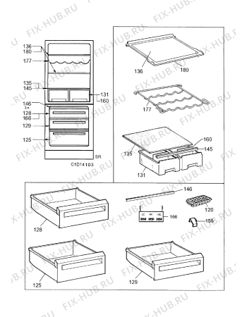 Взрыв-схема холодильника Electrolux ER7702B - Схема узла Internal parts